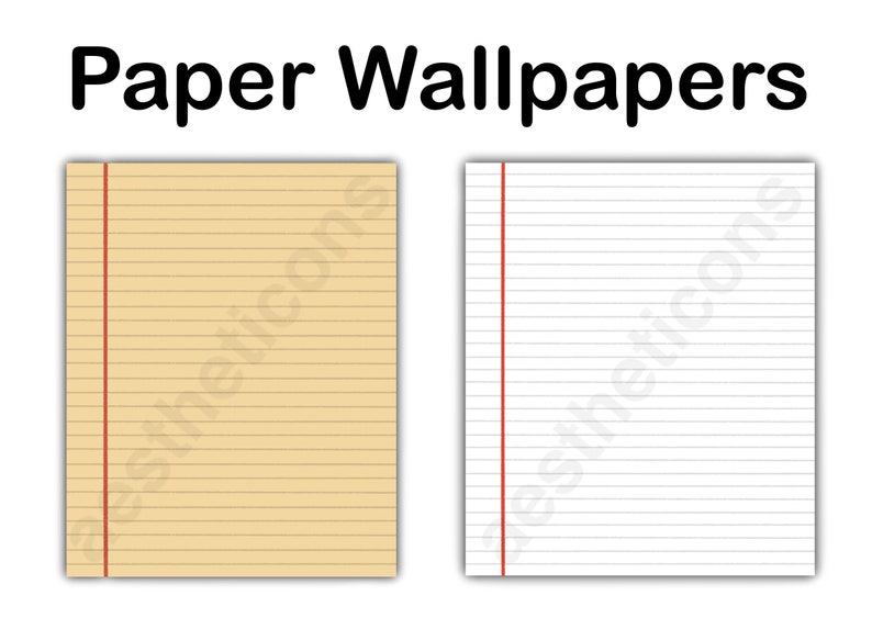 May include: Two lined paper backgrounds, one is beige and the other is white. Both backgrounds have a red line on the left side.