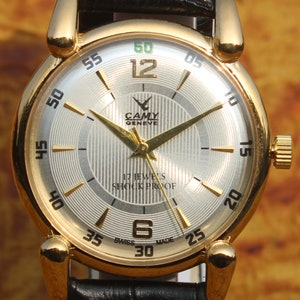 Antieke vintage jaren 1980 Camy Geneva Swiss Made FHF ST96 17 juwelen MECHANISCH handopwind zilveren wijzerplaat herenpolshorloge gratis verzending wereldwijd