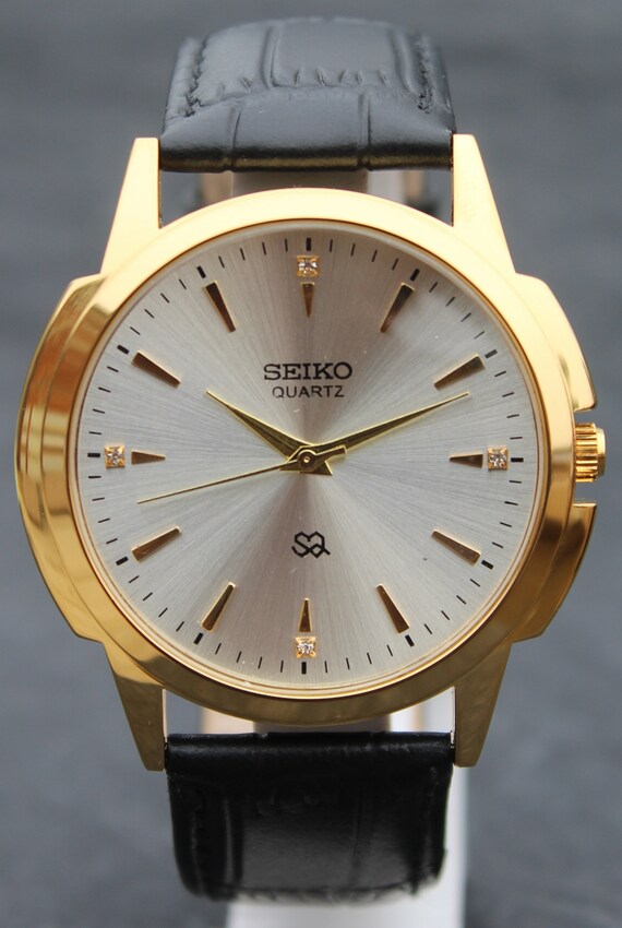 Seiko quartz shop watch leather strap