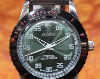 Roamer 17 Jewels Mechanical Watch, Green Dial, Swiss Made (1980s)
