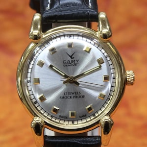 Antique Vintage 1980s Camy Geneva Swiss Made FHF ST96 17 Jewels MECHANICAL Hand Wind Silver Dial Men's Wristwatch Free Shipping WorldWide