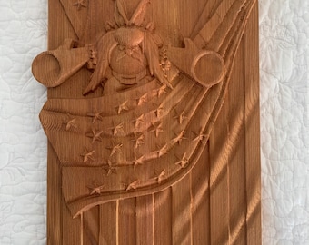 CNC Carved Wood Art Placard - Yosemite Sam approximate dimensions 14"W x 19.5"H