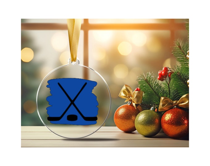 Personalized Hockey Stick Acrylic Ornament - Sports Lover Christmas Decor