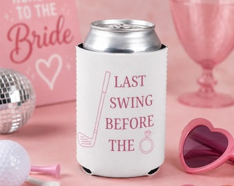 Last Swing Before the Ring Beer Bottle Sleeve, Golf Bachelorette Party Favor