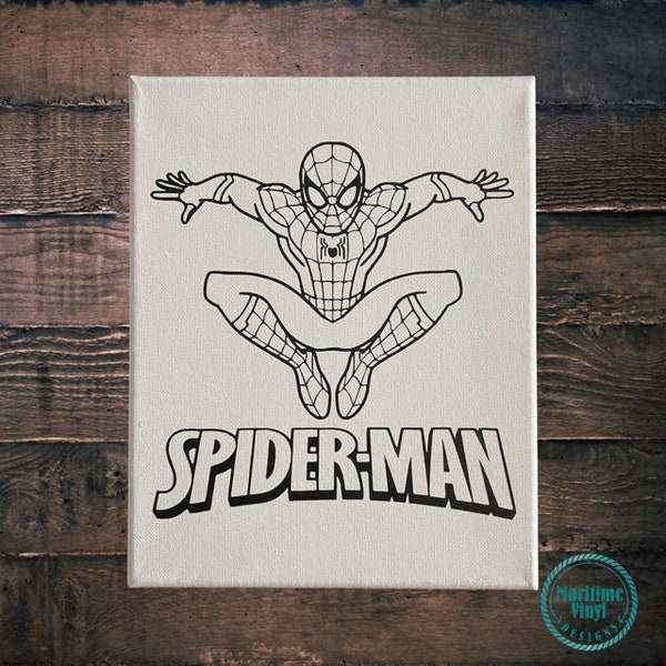 Spiderman Paintable Canvas | Sip & Paint | Character | Color your own | Birthday Party | Favors | Movie | Easy | Paint | Markers