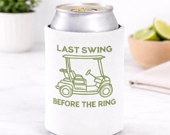 Porta latas de cerveza rústico "Último golpe antes del anillo" - Regalo para padrinos de boda