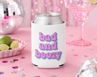 Bad and Boozy Beer Can Sleeve, Retro Drink Holder