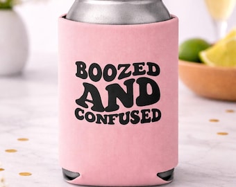 Funny Beer Koozie - Boozed and Confused Beverage Holder