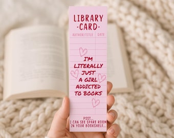 Pink Library Card Bookmark – Book Lover Gift