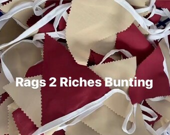 Burgundy and Beige Fabric Bunting per metre