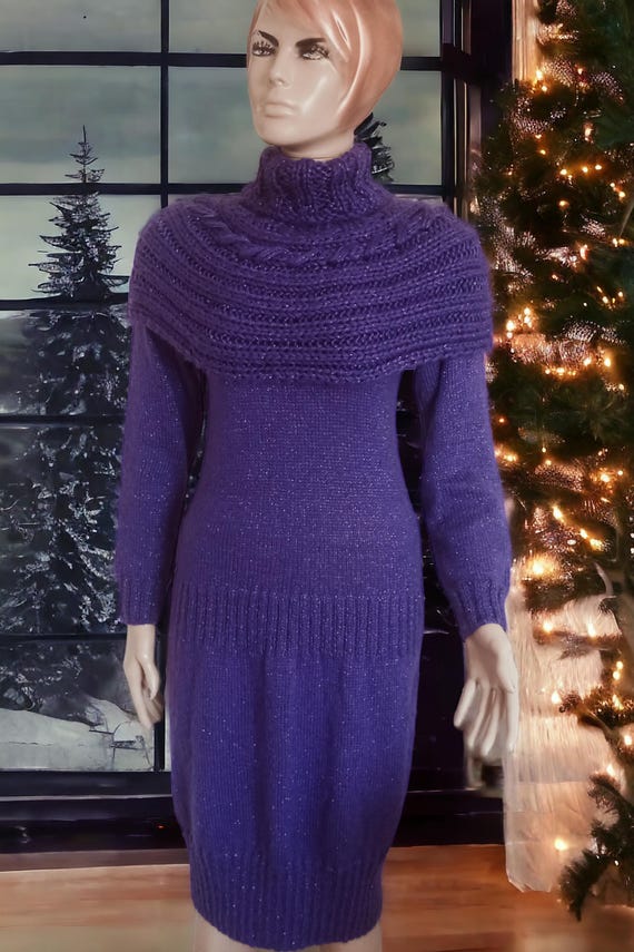Hand Knitted Glitter Dress with Removable Neck Piece