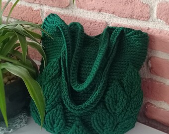 Hand Knitted Crochet 3D Leaf Model Women's Bag,Handmade Leaf Shopping Case,Special Design Handbag,