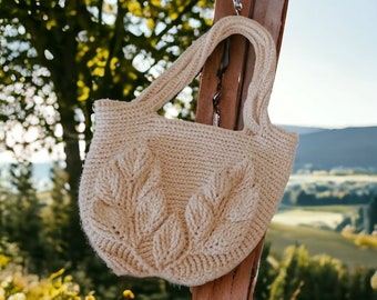 Hand-Knitted 3D Leaf Embroidered Women&#39;s Shoulder Bag,Embossed Flower Messenger Bag, Hand-Embroidered Double-Strap Daily Bag, Trendy Purse