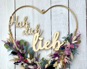 Valentinstag |  Trockenblumenkranz |Flowerhoop | Türkranz | personalisiert | Muttertag | Geschenk |