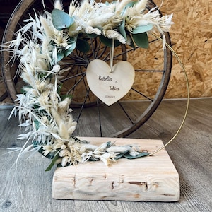Flowerhoop with wooden base | standing | dried flowers | dried flower wreath | can be personalized |