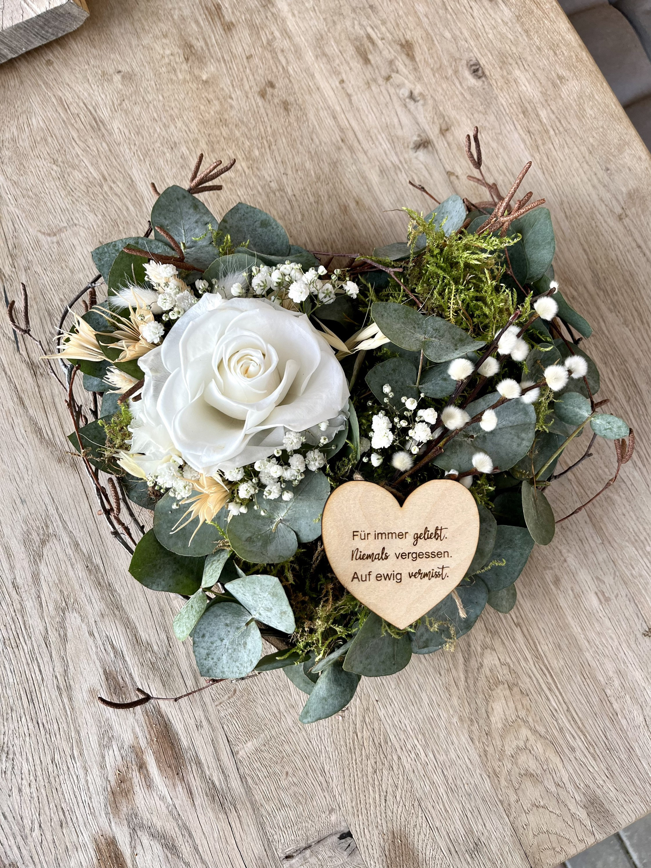 WB Wohn Trends Grab-Deko Herz 'Wir Denken An Dich' – 12,5 Cm, Frostsicher Aus Kunstharz