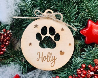 Personalized Christmas Bauble Wooden Pet, Dog/Cat Christmas Tree Decoration/ | Christmas Gift / Christmas Tree Decoration | Tree Decoration