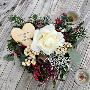 Grabschmuck | Grabgesteck mit frischer Tanne | Herz | Totensonntag | Allerheiligen | personalisiert