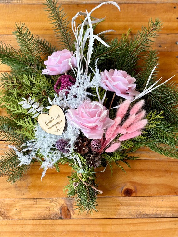 Grabschmuck | Grabgesteck Grabstrauß mit frischer Tanne | Totensonntag | Allerheiligen