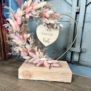 Herz mit Holzfuß stehend / Trockenblumen | Herz in der mit kann Personalisiert werden | Hochzeit |