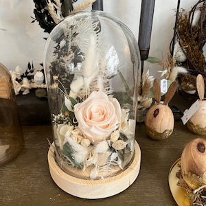Glass | Bell with dried flowers | Gift | Rose | Arrangement |