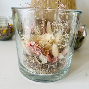 Vreugde in een glas/gepersonaliseerd/gedroogde bloemen in een glas
