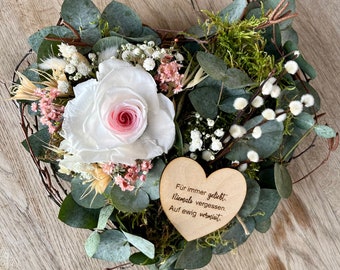 Trauerherz | Grabschmuck | Herz | personalisiert | Holzherz| Eukalyptus