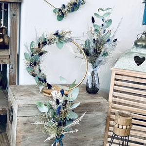Dried flowers | Set | Dried flower bouquet | Flowerhoop | Blue | Eucalyptus