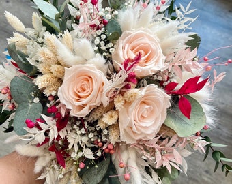 Dried flower bouquet set / men's pin / hair comb / hair wreath / roses decoration bridal bouquet dried flowers boho wedding