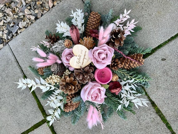 Grabschmuck | Grabgesteck mit frischer Tanne | Herz | Totensonntag | Allerheiligen