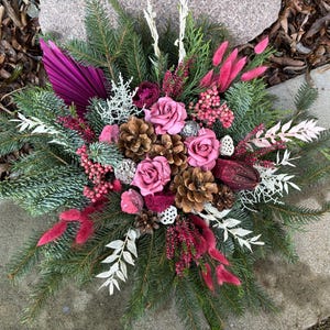 Grabschmuck | Grabgesteck mit frischer Tanne | Herz | Totensonntag | Allerheiligen