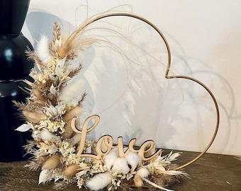 Heart | Standing | Valentine's Day | Dried flowers | Flowerhoop | Font can be personalized
