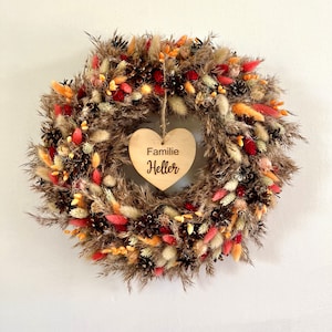 Autumn wreath, door wreath, with dried flowers