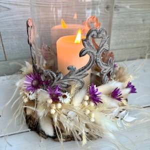 Lantern | Spring wreath / dried flower wreath | Wreath | Table decoration | Table ornament | Table wreath