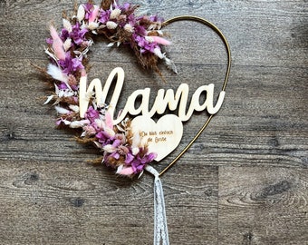 Mama | Schönes Geschenk zum Muttertag | Geburtstag | Schild | Holz | Flowerhoop | Trockenblumen