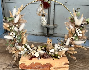 Osterkranz| Osterdeko | Flowerhoop mit Holzfuß | Ostern | Hase