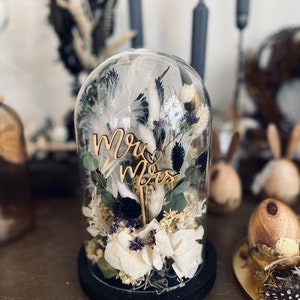 Wunderschöne Glasglocke zur  Hochzeit | Mr Mrs | Geschenk | Braut & Bräutigam | personalisiert | Trockenblumen |