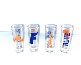 College gift,college acceptance, College Shot Glasses, gift for guys, sports shot glasses, custom  personalized shot glasses, bed decorating