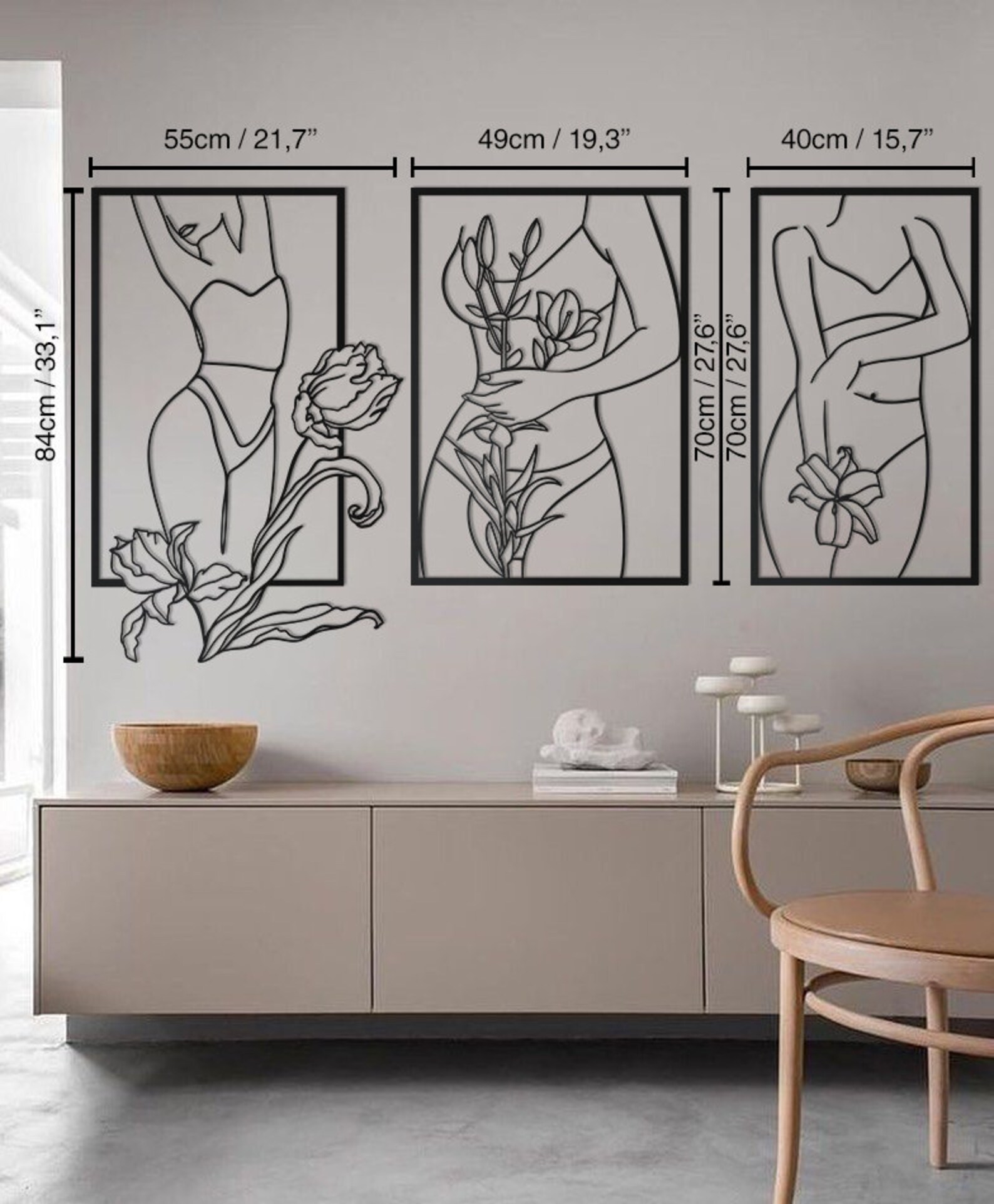 Female Body Wall Art Set Metal Wall Art Above Bed Decor 3 Etsy