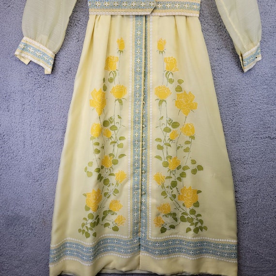 Vintage 60s Alfred Shaheen Yellow Floral Maxi Dre… - image 4