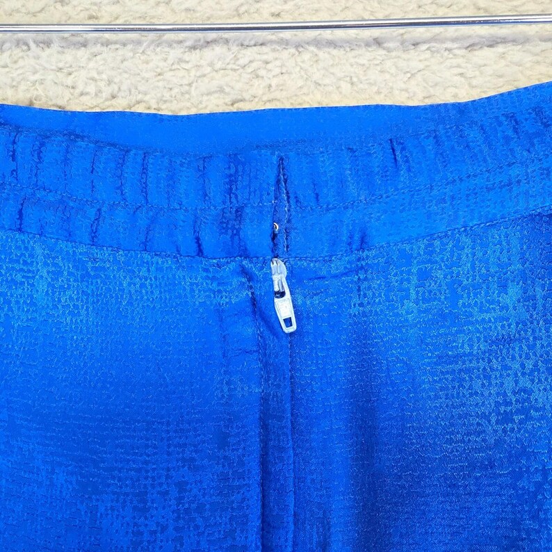 Adrianna Papell Skirt Womens 12 Cobalt Straight Silk Textured Preppy Office VTG afbeelding 6