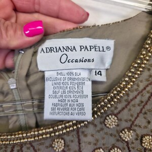 Conjunto de vestido de dos piezas Adrianna Papell para mujer, 14, seda, cuentas, vintage, estilo art déco formal imagen 4