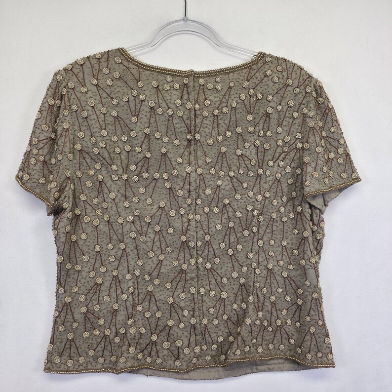 Conjunto de vestido de dos piezas Adrianna Papell para mujer, 14, seda, cuentas, vintage, estilo art déco formal imagen 16