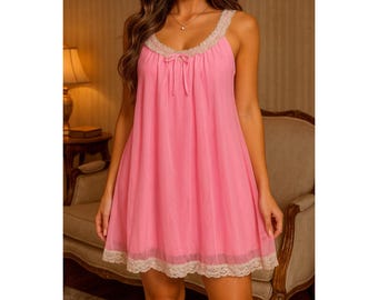 Vintage Tosca Babydoll Lingerie Nightgown Womens M Pink Coquette Romantic Ballet