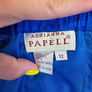 Adrianna Papell Skirt Womens 12 Cobalt Straight Silk Textured Preppy Office VTG afbeelding 10