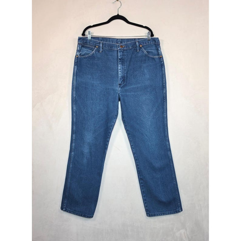 Vintage Wrangler Jeans Mens 40x34 Blue Slim Fit Cowboy Cut Western Workwear imagem 2