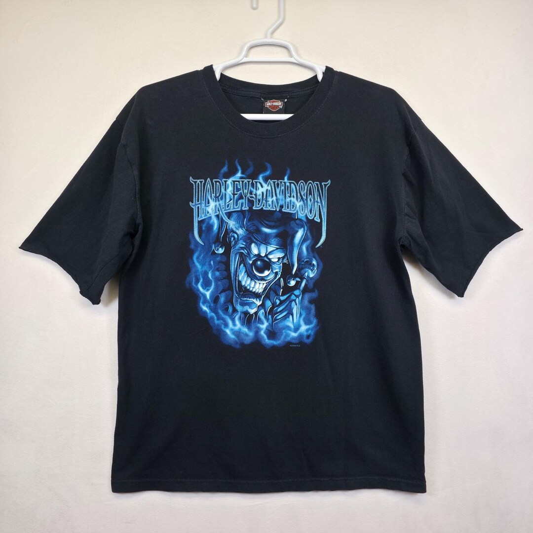 Harley Davidson Jester Flame Shirt Mens XL Black Yuma AZ Rare