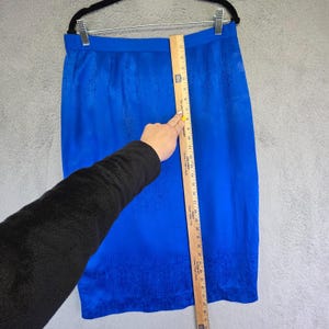 Adrianna Papell Skirt Womens 12 Cobalt Straight Silk Textured Preppy Office VTG afbeelding 9