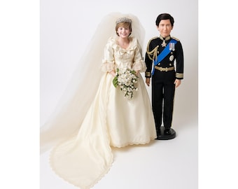 Muñecas Bridgegroom del Príncipe Carlos y la Princesa Diana de Danbury Mint, boda real de 1986