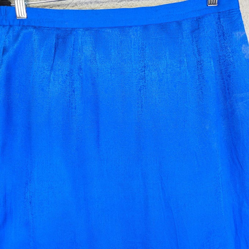 Adrianna Papell Skirt Womens 12 Cobalt Straight Silk Textured Preppy Office VTG afbeelding 5